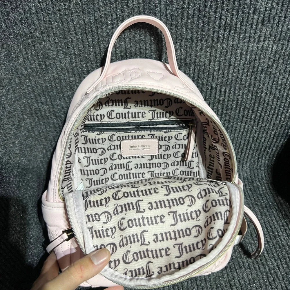 Juicy Couture Mini Backpack Womens Small Pink Embossed Logo Faux Leather Y2K Bag